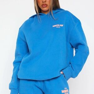 White fox blue and pink hoodie